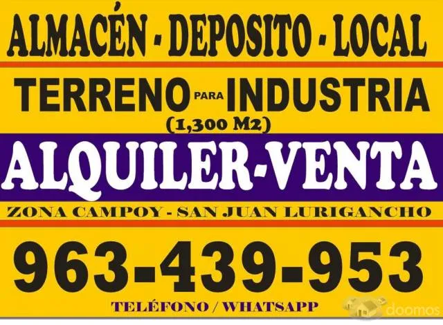 LOCAL-DEPÓSITOS, ALMACÉN, COCHERA  TERRENO EN SAN JUAN LURIGANCHO — foto 2