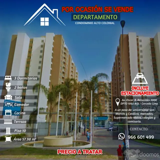 POR OCASIÓN SE VENDE DEPARTAMENTO EN CONDOMINIO ALTO COLONIAL — foto 2