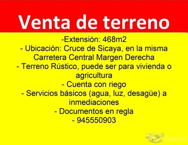 Venta Terreno Sicaya — foto 2