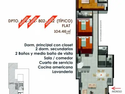 DEPARTAMENTO FRENTE A PARQUE LA LUNA DE 104.46 M2