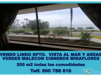 MIRAFLORES VENDO DEPARTAMENTO VISTA AL MAR MALECON CISNEROS
