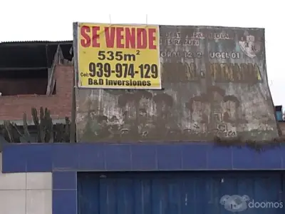 VENDO TERRENO COMERCIAL 535M2 / A 2 CUADRAS DE TOTTUS -PACHACUTEC V.M.TFO / LAS CONCHITAS