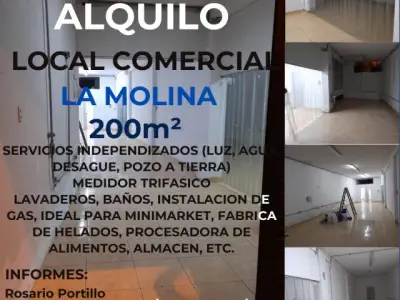 GRAN OCASION ALQUILO LOCAL COMERCIAL 200 M² EN LA MOLINA