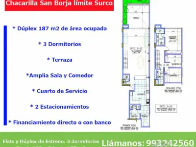 Duplex con terraza Estreno Chacarilla San Borja limite con Surco