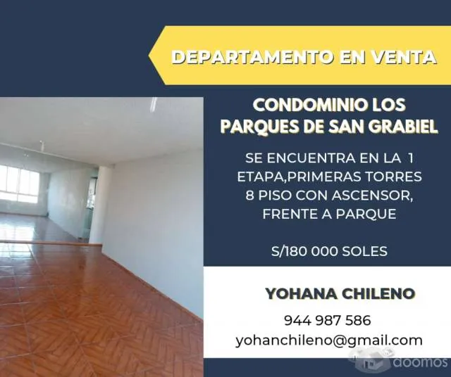 Vendo departamento en el Condominio Los Parques de San Gabriel, en la 1 etapa ,primeras torres ,frente a parque ,en octavo piso con ascensor — foto 3