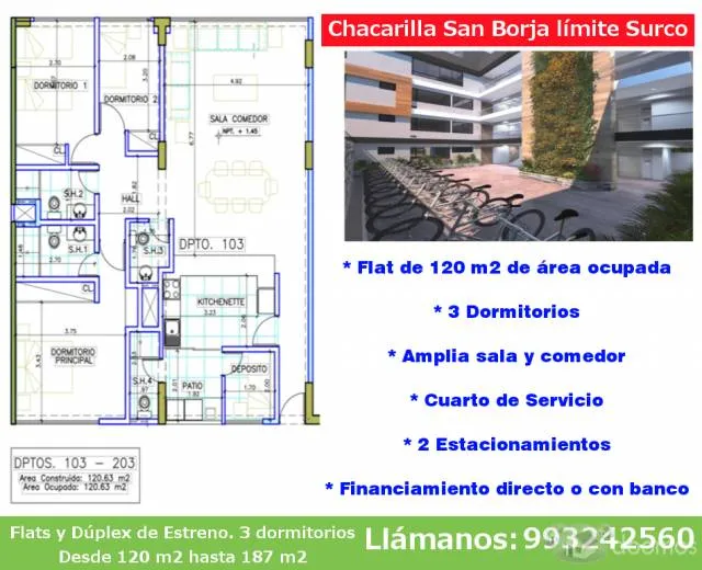 Departamentos 3 dormitorios Estreno Chacarilla — foto 2