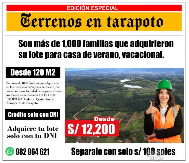TERRENO EN VENTA TARAPOTO A 15 MINUTOS DE AEROPUERTO — foto 2