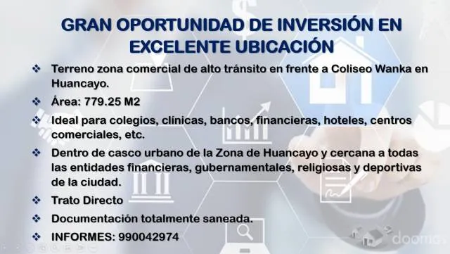 OPORTUNIDAD DE VENTA DE TERRENO EN EL CORAZON DE HUANCAYO — foto 2