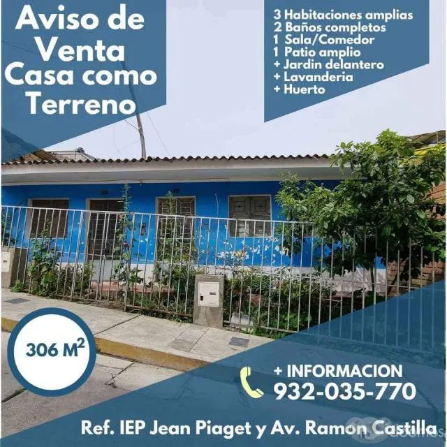 SE VENDE CASA COMO TERRENO IDEAL PARA INVERSIONES EN DEPARTAMENTOS Y/O HOTELES EN HUARAZ - 3