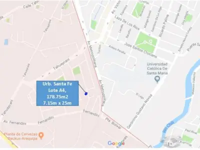 VENTA TERRENO EN  ZONA RESIDENCIAL  URB. SANTA FE - AREQUIPA