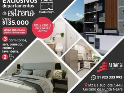 HERMOSOS DEPARTAMENTOS DE ESTRENO A POCAS CUADRAS DEL MALECÓN DE PUNTA NEGRA