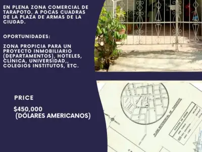 Vendo Propiedad en Cercado de Tarapoto Ideal Para Proyecto Inmobiliario u Otros