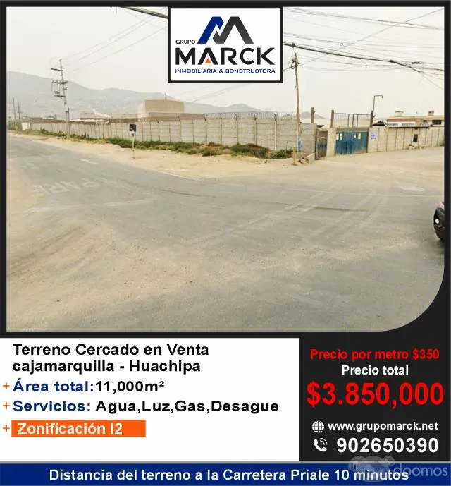 terreno en venta huachipa - cajamarquilla 11,000 metros - 1