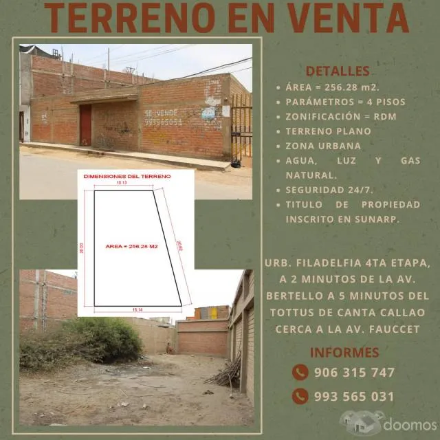 A LA VENTA TERRENO DE 256.28 M2 EN SMP, CON DOCUMENTACION EN REGLA, CUENTA CON TODOS LOS SERVICIOS (AGUA, LUZ, GAS), SEGURIDAD 24/7, PARAMETROS = 4 PISOS. - 8