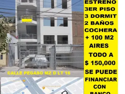 DPTO 3ER PISO ESTRENO 120.00 M2 + COCHERA + 100.00 M2 AIRES