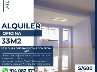 ALQUILER DE OFICINA COMERCIAL EN ATE - CERES
