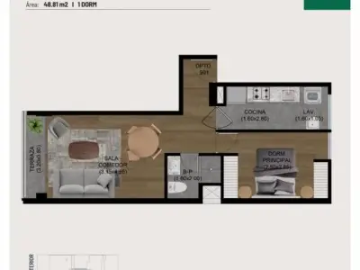 Venta de departamento de 48.81m2 en San Borja