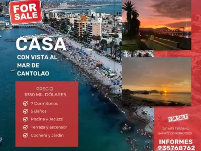 Casa en venta, con vista al mar de cantolao - La Punta