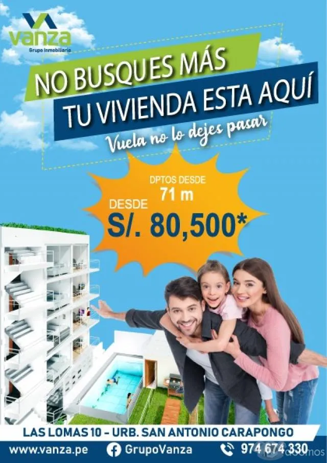 El MEJOR MOMENTO PARA COMPRAR TU DEPA EN PRE-VENTA, CARAPONGO, ÑAÑA, SANTA CLARA, HUACHIPA, ATE. - 1