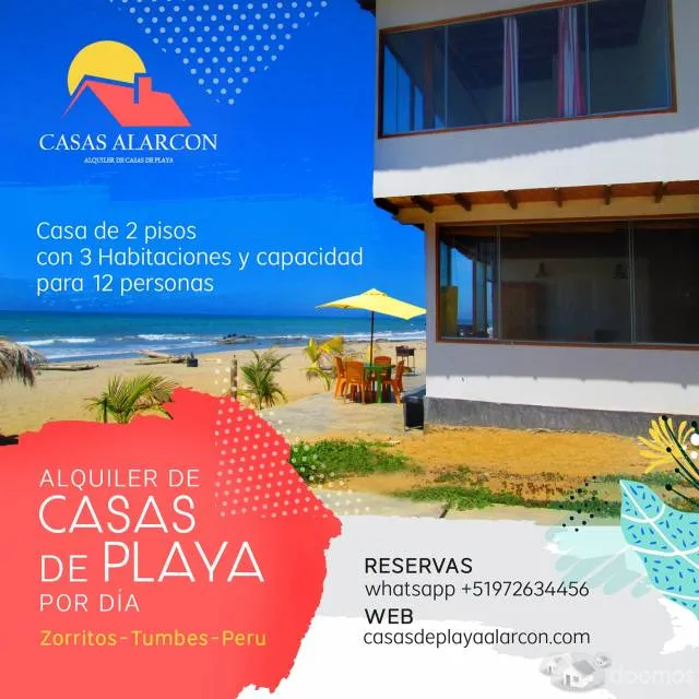 Casa a 10 min de Zorritos /Frente al mar de 2 pisos 3 habitaciones - 1