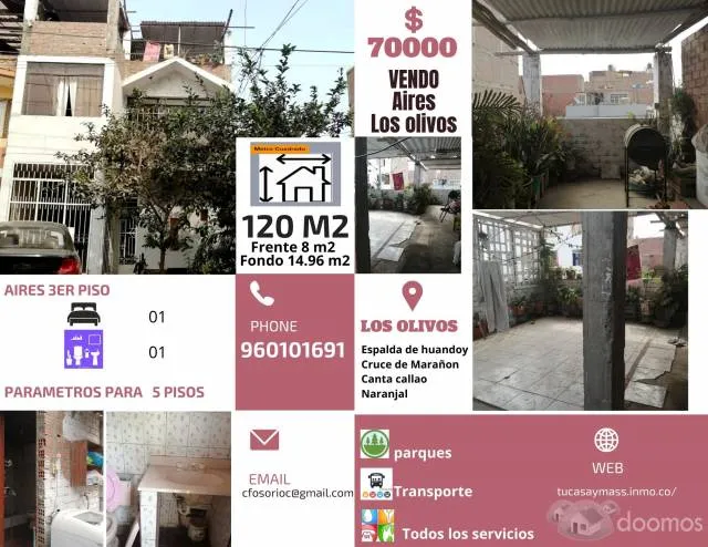 VENDO AIRES DE 120 M2 LOS OLIVOS - 1