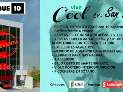 VENTA DPTOS FLAT SAN MIGUEL EN PREVENTA FRENTE Y VISTA A PARQUE