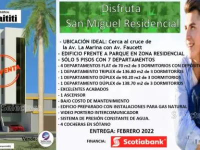 VEN TA DÚPLEX SAN MIGUEL EN PRE VENTA  3 DORM. VISTA Y FRENTE A PARQUE