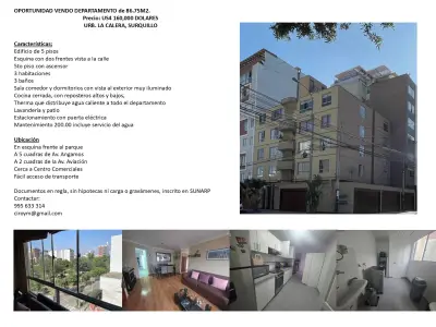 DEPARTAMENTO de 86.75M2. Precio: US4 160,000 DOLARES URB. LA CALERA, SURQUILLO