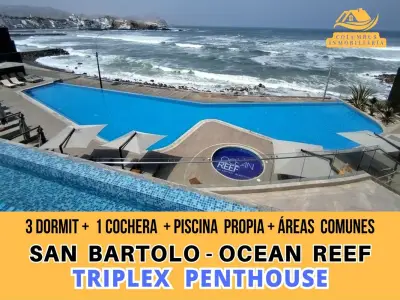 San Bartolo OCEAN REEF - Dpto TRIPLEX PENTHOUSE de 3dorm + 1cochera + 2depósitos + Piscina + Balcón + áreas comunes