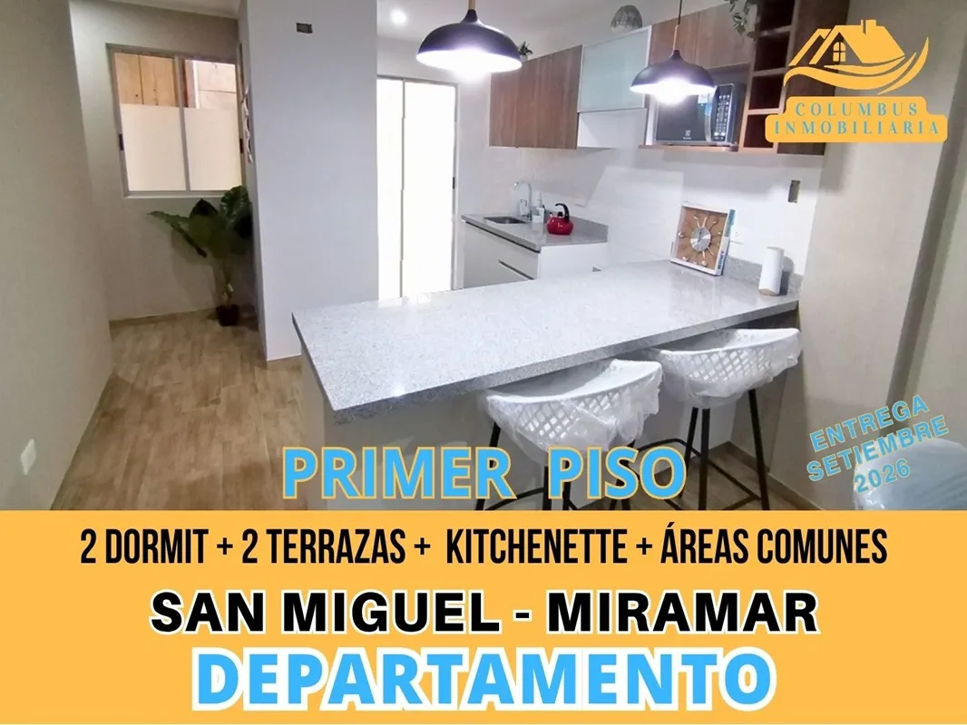 SAN MIGUEL - Dpto de 2 Dormit + 2 Terrazas + Kitchenette + Áreas Comunes (Primer Piso - Aproveche los Descuentos) - 1
