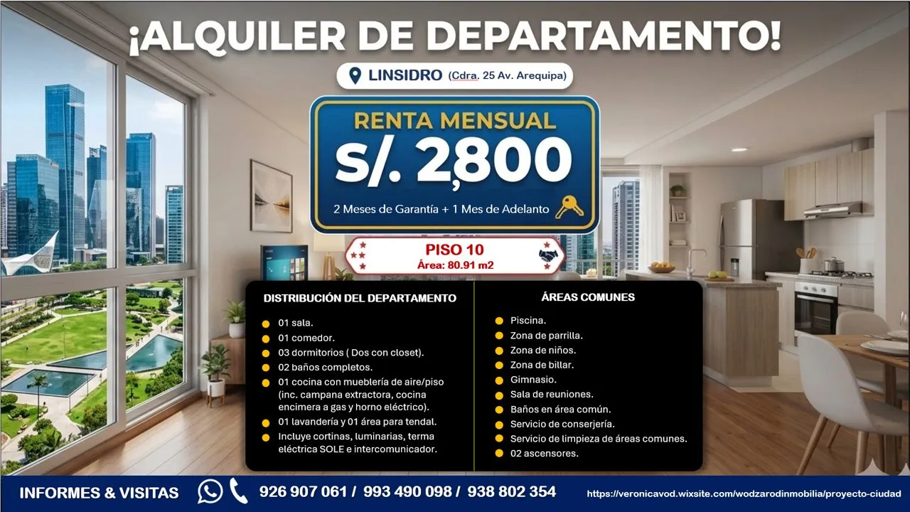 ALQUILER DE DEPARTAMENTO LINSIDRO-PISO 10 - 1