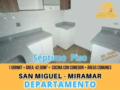 SAN MIGUEL - Dpto de 1 Dormit + Cocina con Comedor + Áreas Comunes (7mo. Piso) No Paga Alcabala