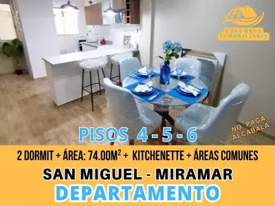 SAN MIGUEL - Dpto de 2 Dormit + Kitchenette + Áreas comunes (Pisos 4, 5 y 6) No Paga Alcabala