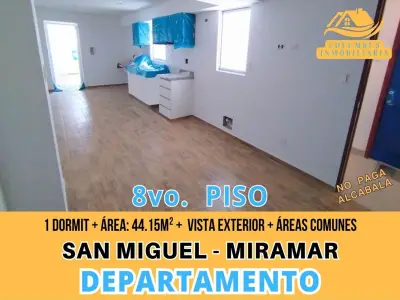 SAN MIGUEL - Dpto de 1 Dormit + Vista Exterior + Áreas Comunes (8vo. Piso) No Paga Alcabala