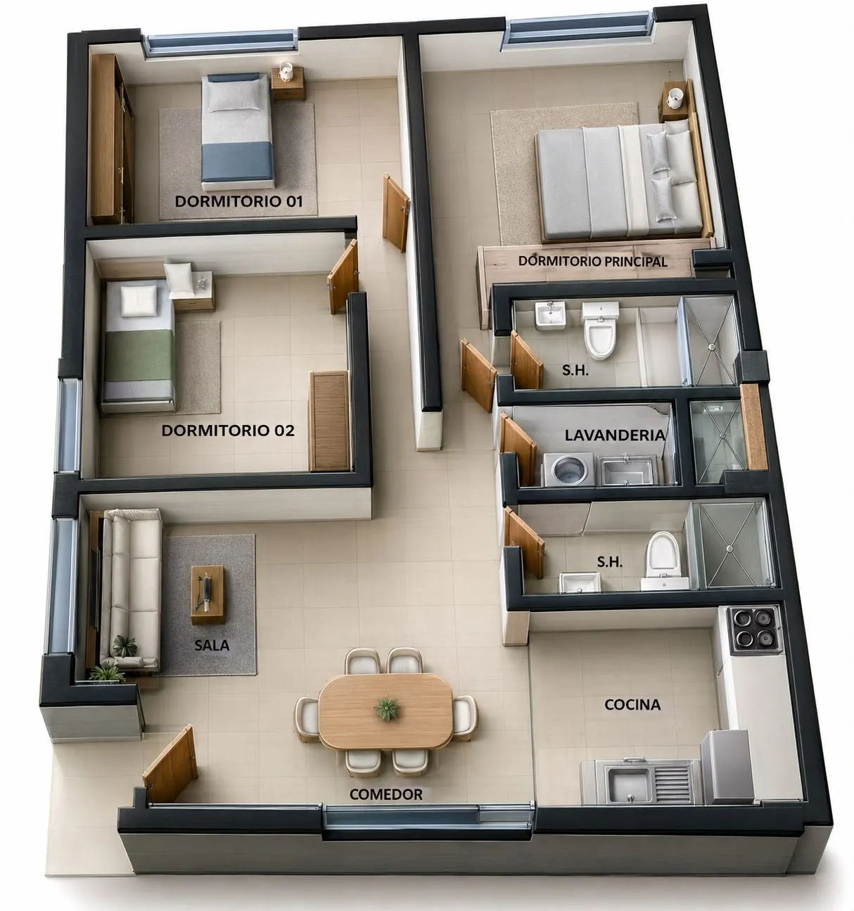 VENDO DEPARTAMENTO PRIMER PISO 60M2 CON VISTA INTERIOR /3HAB /2BAÑOS-EN VILLA MARIA DEL TRIUNFO TABLADA ZONA NUEVA. 🏡 Depa bonito, bien ubicado y a buen precio - 2