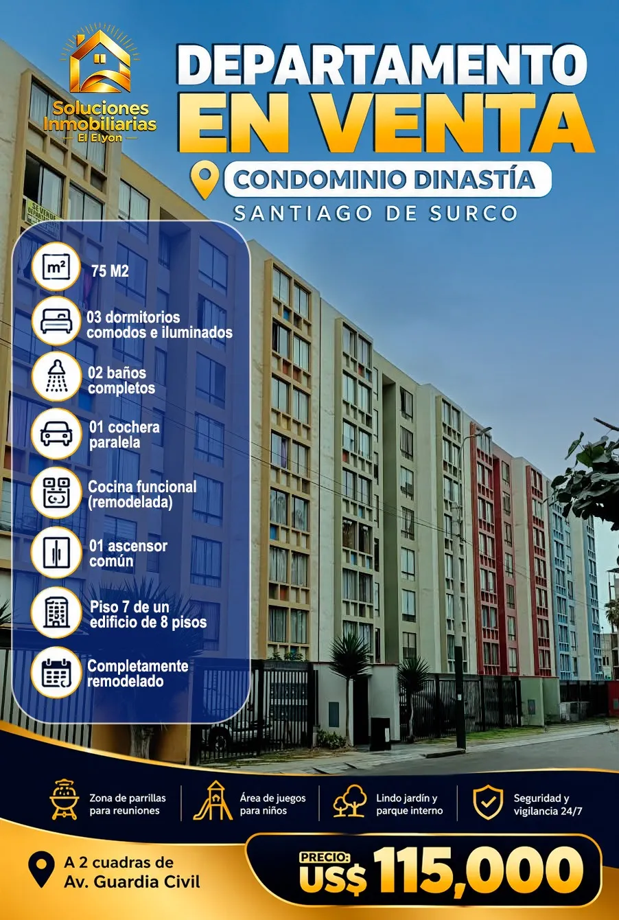 Dpto 03 habitaciones + cochera en Surco - 1