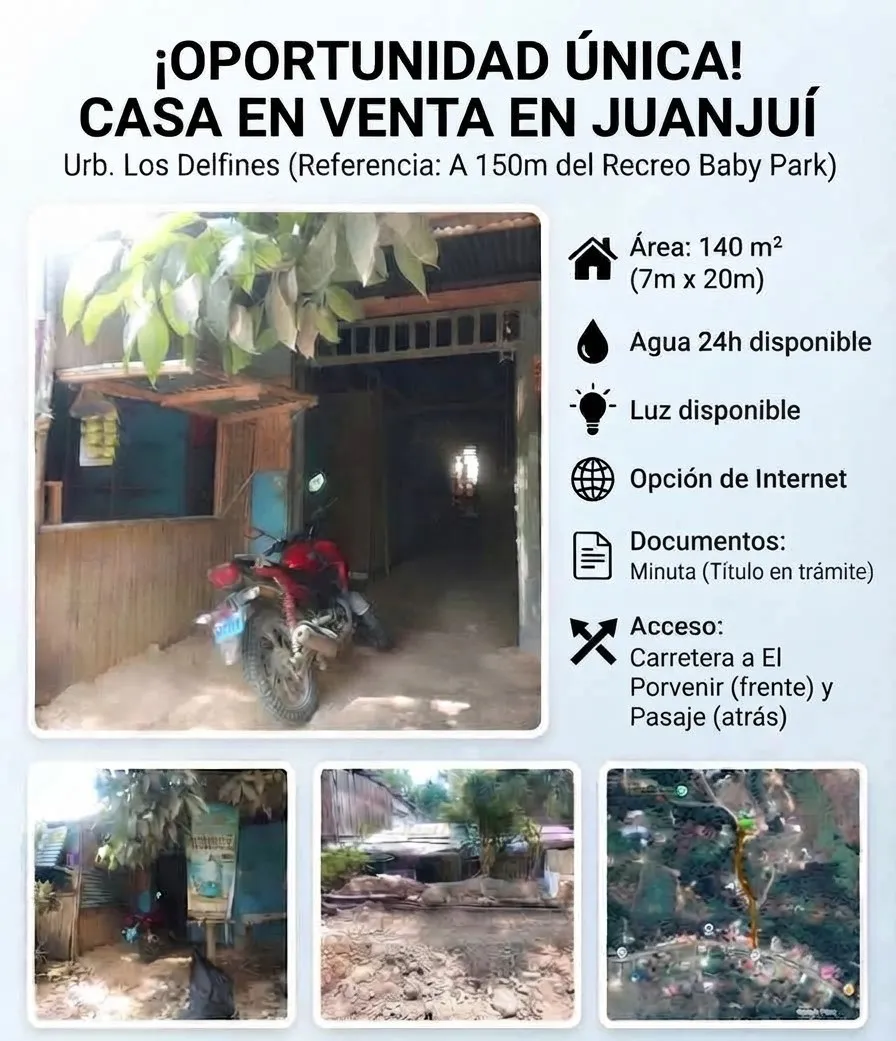 venta de casa en urb. los delfines JUANJUI - 1