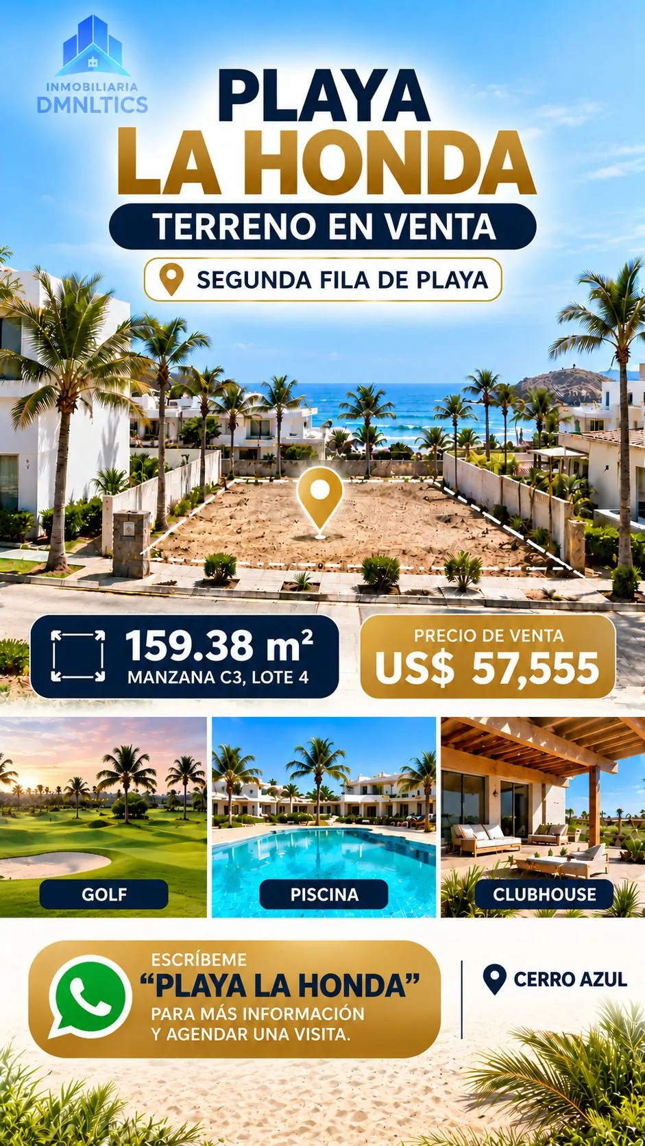 TERRENO PARA CASA DE PLAYA EN VENTA | 159.38 m² | PLAYA LA HONDA, CERRO AZUL - 1