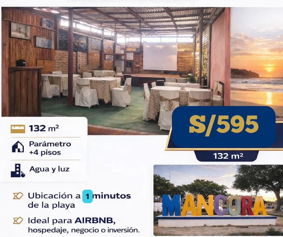 ALQUILER MANCORA Venta Restaurante Rústico Equipado 132 m² - 1